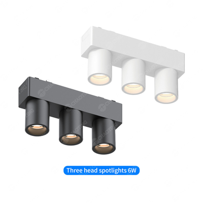 CRI90 Magnetische drie-hoofd spoor licht Plafond vrij geleid zwart-wit schijnwerper