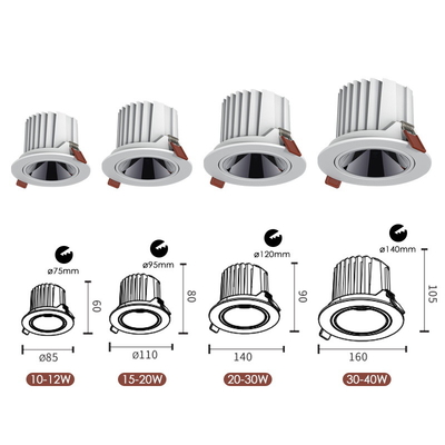 Cob 10W 15w 20W dimbare LED-downlight anti-glare frameloze inbouwverlichting